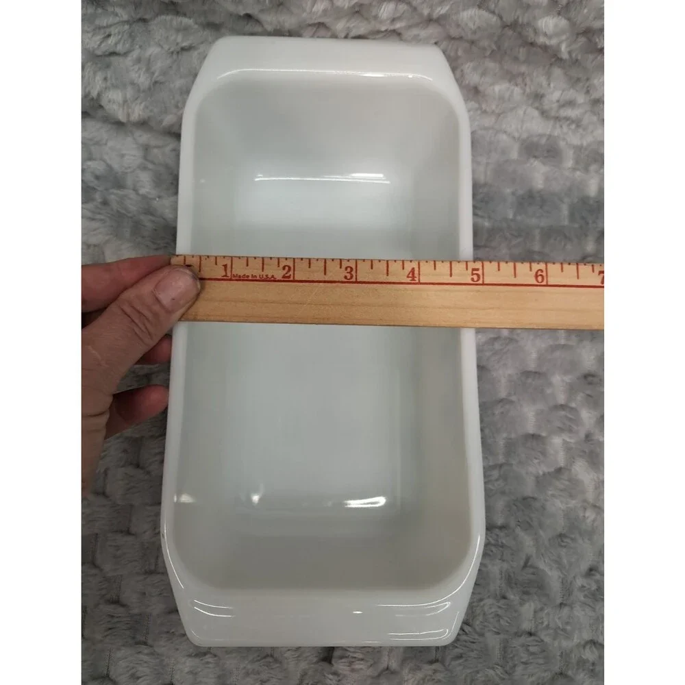 VTG Pyrex 913 Ovenware Loaf Bread Pan Blue Snowflake Garland Design Baking Dish